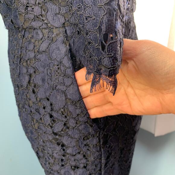 Anthropologie Elevenses Navy Lace Jumpsuit Size 2 - Picture 5 of 11